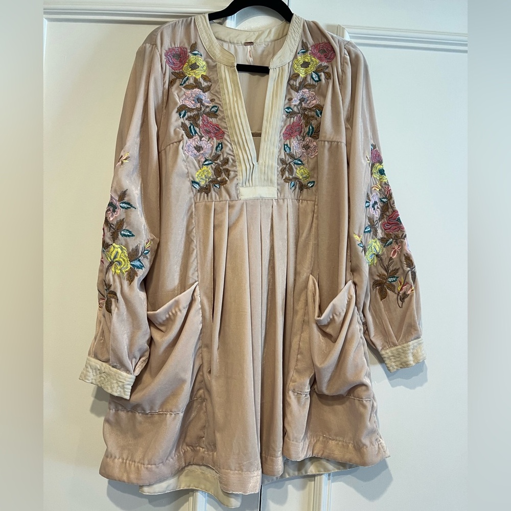 Free People Cream Floral Long Sleeve Dress - Picture 2 of 4